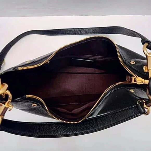 SOLD! Coach Mara Leather Hobo / Crossbody Bag in Black/Gold, EUC, Retail $428 - Picture 6 of 11